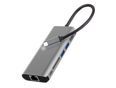 Estação de acoplamento - - Conversor HDMI 4K - 5 em 1 - USB-C - Carregamento rápido - Alumínio INN