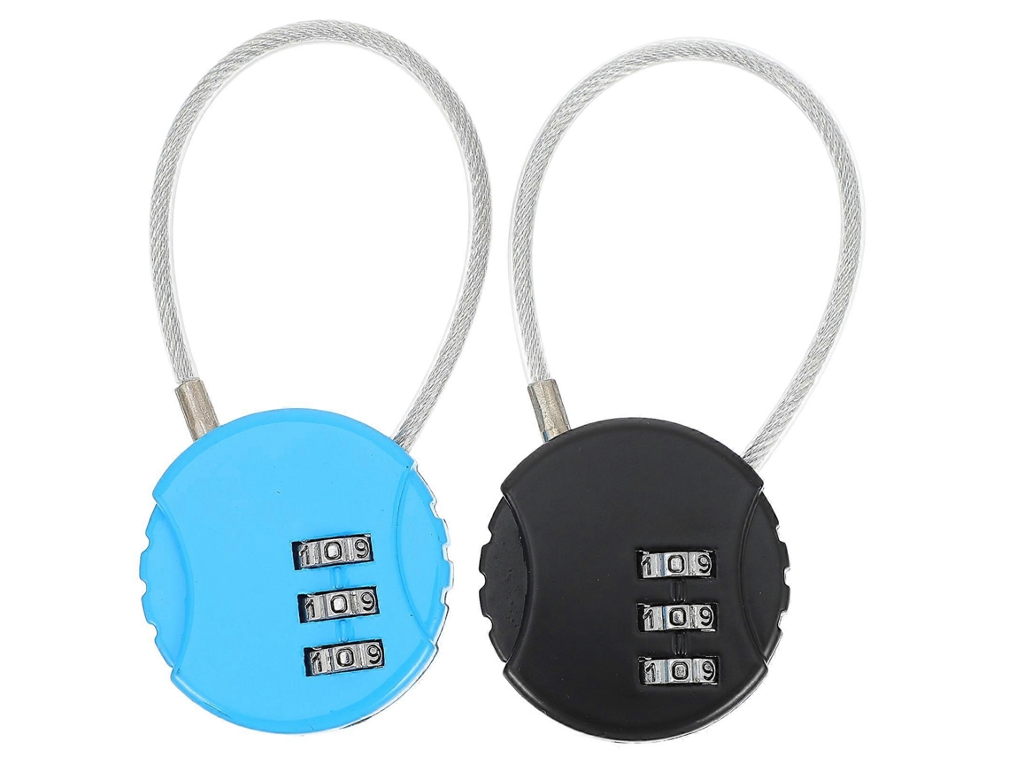 2 Candados de Cierre de Locker com Código Reseteável, 3 Dígitos, para Maletas, Mochilas, 8,5x3,5cm, Preto | S/MARCA