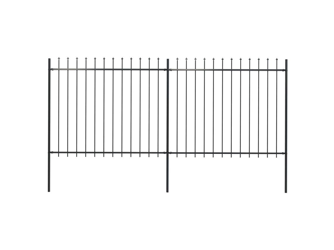 Cerca De Jardim Com Topo Em Lanã§as 3,4x1,5 M Aã§o Preto DKD HOME DECOR