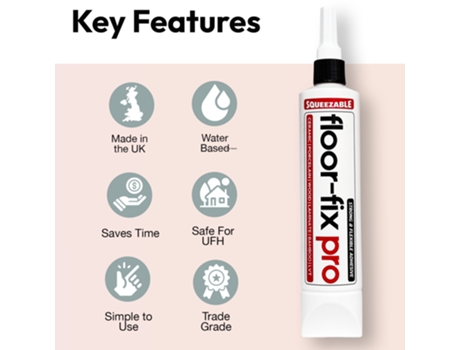 Floor-Fix Pro 300ml Adesivo de Injeção para Fixação de Azulejos Soltos e Pavimentos de Madeira Ocos - Embalagem Squeeze de 1 Unidade