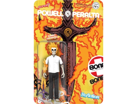 Figura Super7 Tommy Guerrero Daga Flamejante Re-Cor Ficha Reação 3.75 POWELL PERALTA