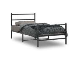 Vidaxl Estrutura De Cama Com Cabeceira E Pés 107x203 Cm Metal Preto