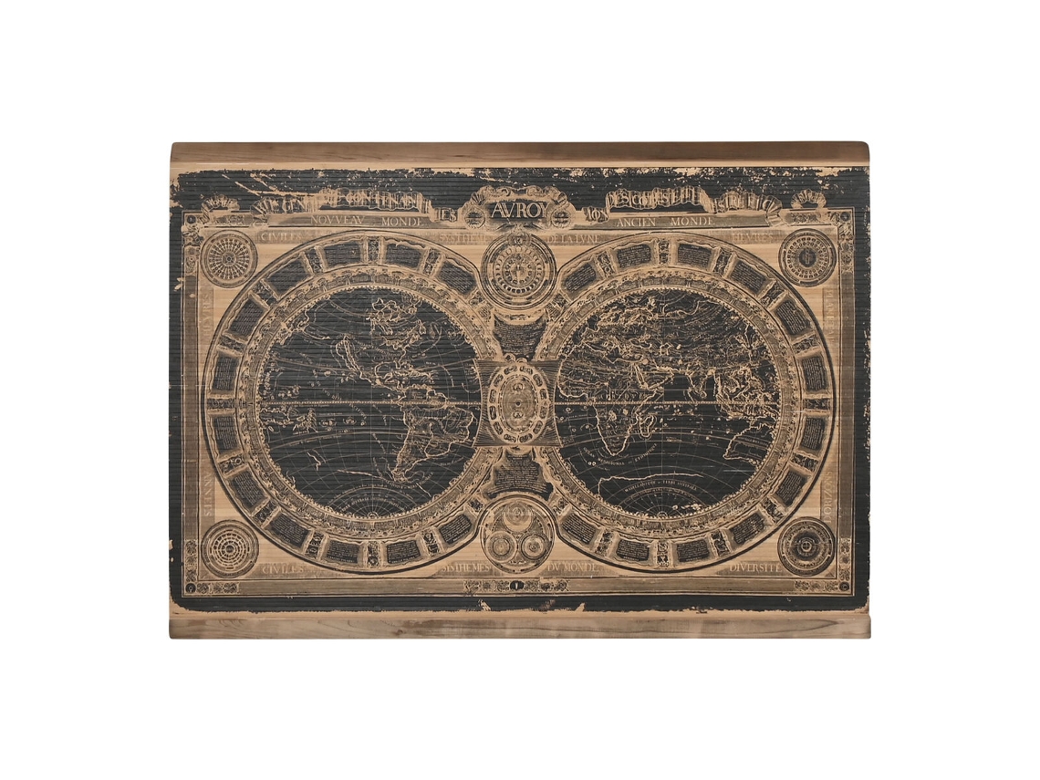 Decoração de parede Home Esprit Black Natural World Map 149 x 2 x 105 cm