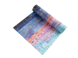 Lurelia Fita Washi, 12 Rolos, Céu Estrelado, Scrapbooking, Acabamento Reforçado
