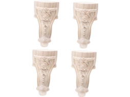 Popetpop Conjunto De 4 Pés Decorativos Madeira Entalhada Para Sofá Exclusivos Móveis, Fácil Instalação Em Sofás E Mesas