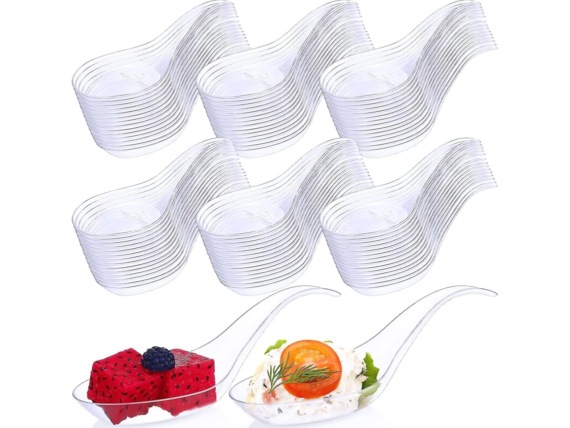 400 Colheres de Plástico Mini Descartáveis para Sobremesas Aperitivos Sopas Festa Presente Althee Claro