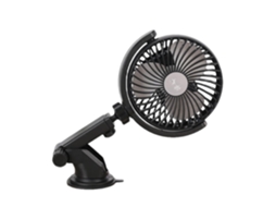 Ventilador de carro a bateria com 3 velocidades e fluxo de ar ajustável em 360°