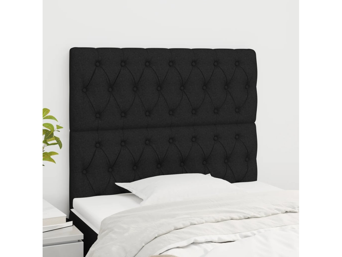 Vidaxl Cabeceira Preta 100x7x118/128 Cm Tecido