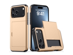 Capa Skalo Armor Para Iphone 17 Pro Com Suporte Para Cartões - Dourada