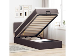 Cama Otomana Com Colchão 100x200 Cm Tecido Castanho Escuro