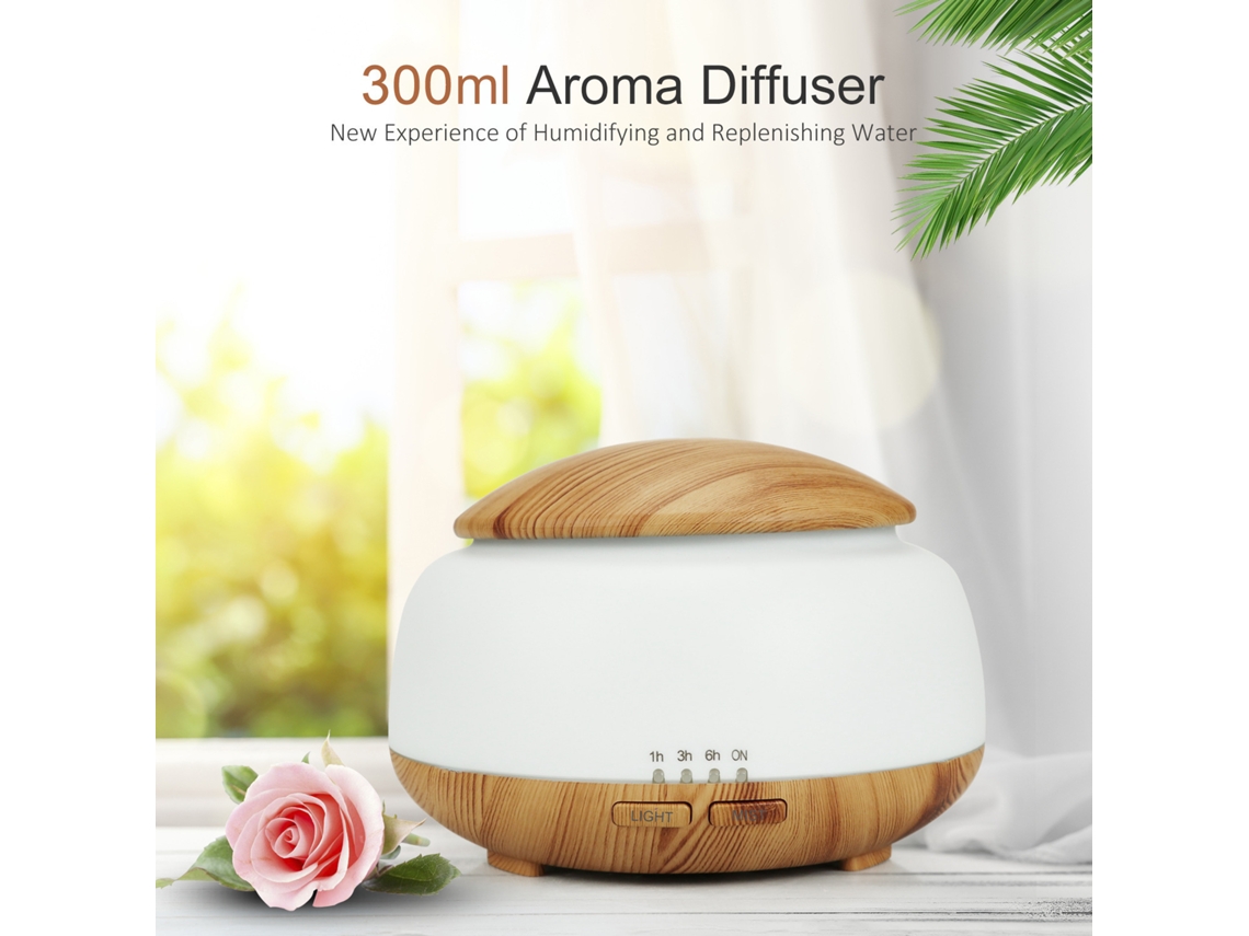 Difusor de óleo essencial umidificador 300ml luz noturna silencioso desligamento automático controle remoto S/MARCA