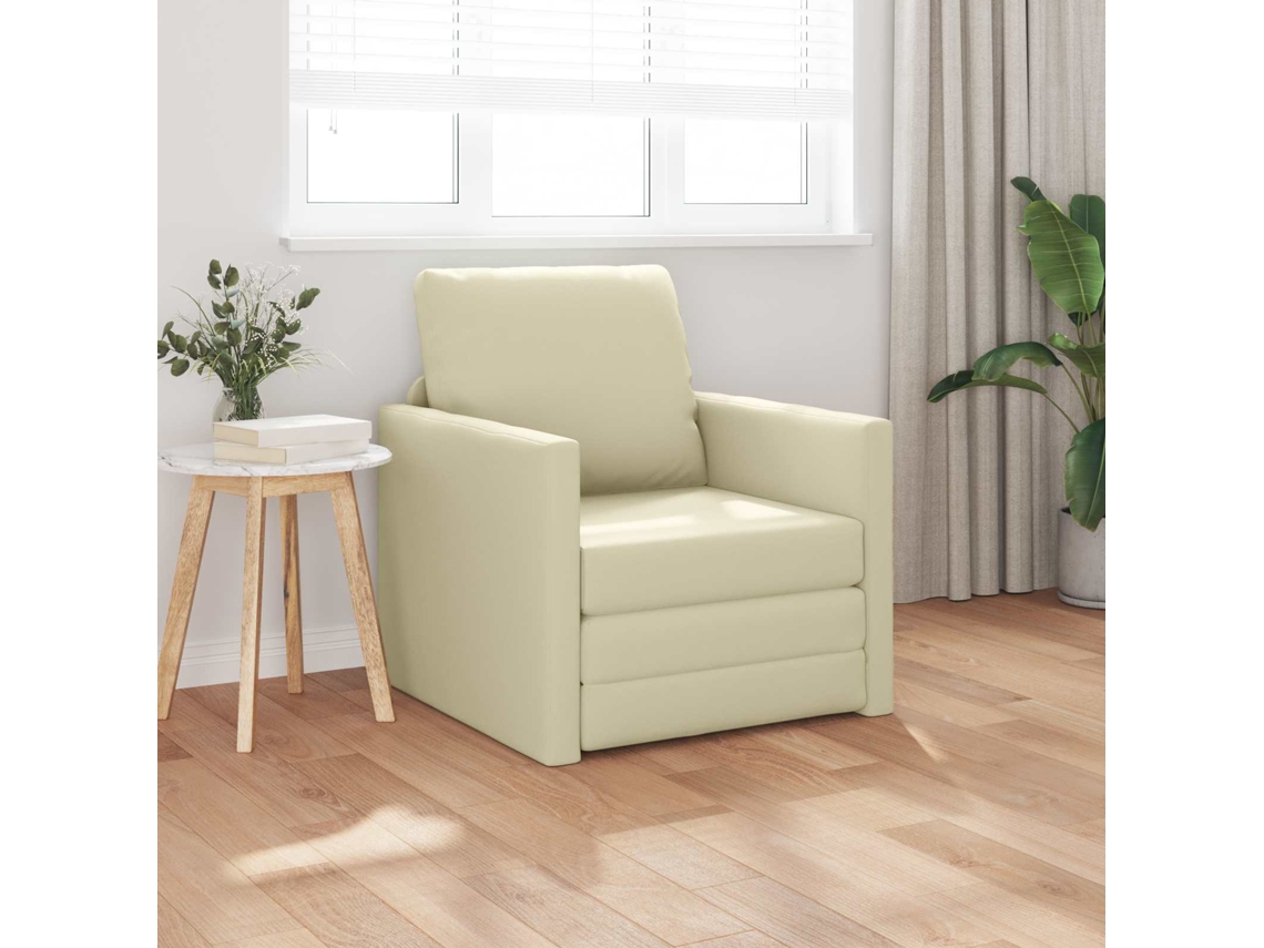 Vidaxl Sofá-cama 60cm Creme Couro Artificial