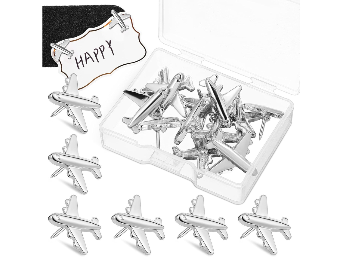 Conjunto Vicasky de 24 tachinas de metal resistentes para caixas de avisos, design exclusivo para aviação, ideal para