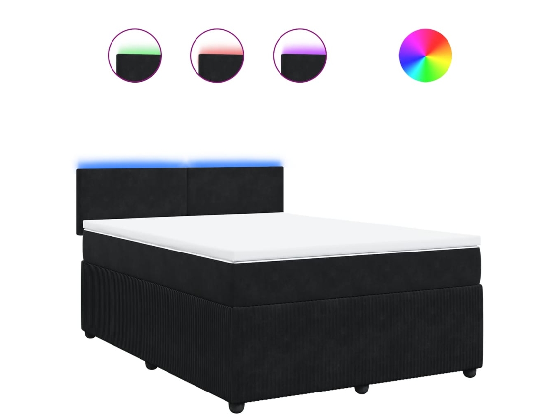 Box Spring Bed, Box Spring Beds Vidaxl Preto Veludo (140 X 190 Cm)