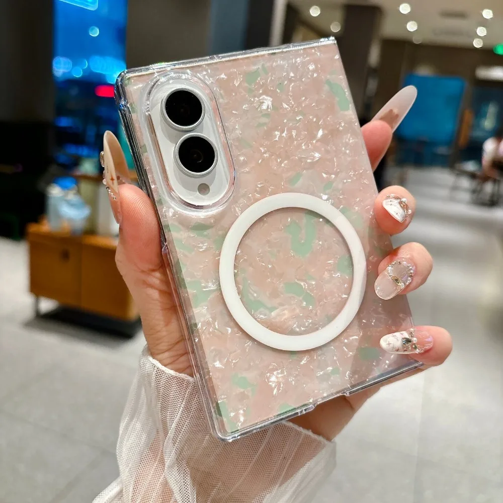 (laranja, Galaxy Z Fold 8 Ultra) Capa Magnética Para Celular Com Padrão De Concha, Capa Protetora Ultrafina Com Estrutura Rígida De Policarbonato.