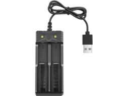 Carregador De Baterias 18650, 2 Slots, Usb 5v, Para Baterias De Lítio 18650-18500-18490-16340-14500, Com Cabo