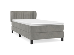 Cama com Molas/colchão 80x200 Cm Veludo Cinza claro MAISON EXCLUSIVE