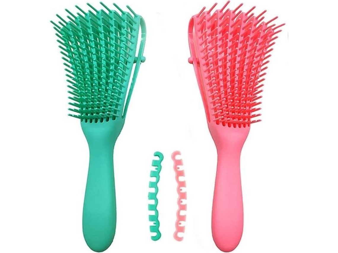 Escovas de Cabelo Escova Desembaraçadora Escova Desembaraçadora de Cabelo Preto Natural para Cabelo Afro 3A a 4C Cabelo Encaracolado Molhado