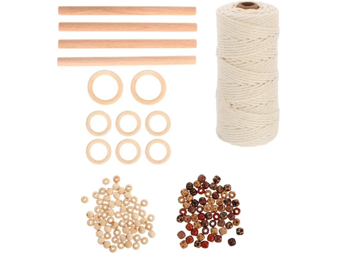 Kit de decoração para casa em macramê Aboofan, com cordão de algodão e contas de madeira. Acessório seguro e prático para sua casa.