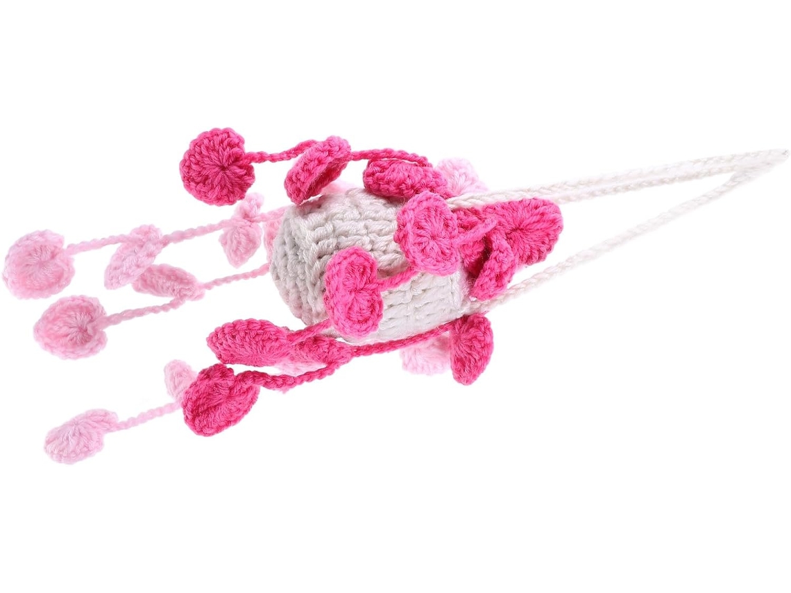 Enfeite De Carro De Lã Rosa