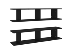Conjunto de 2 Prateleiras de Parede em Compensado Preto MAISON EXCLUSIVE (90x18x20 cm)