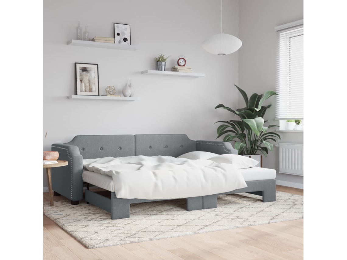 Vidaxl Sofá-cama Com Gavetão 90x200 Cm Tecido Cinzento-claro