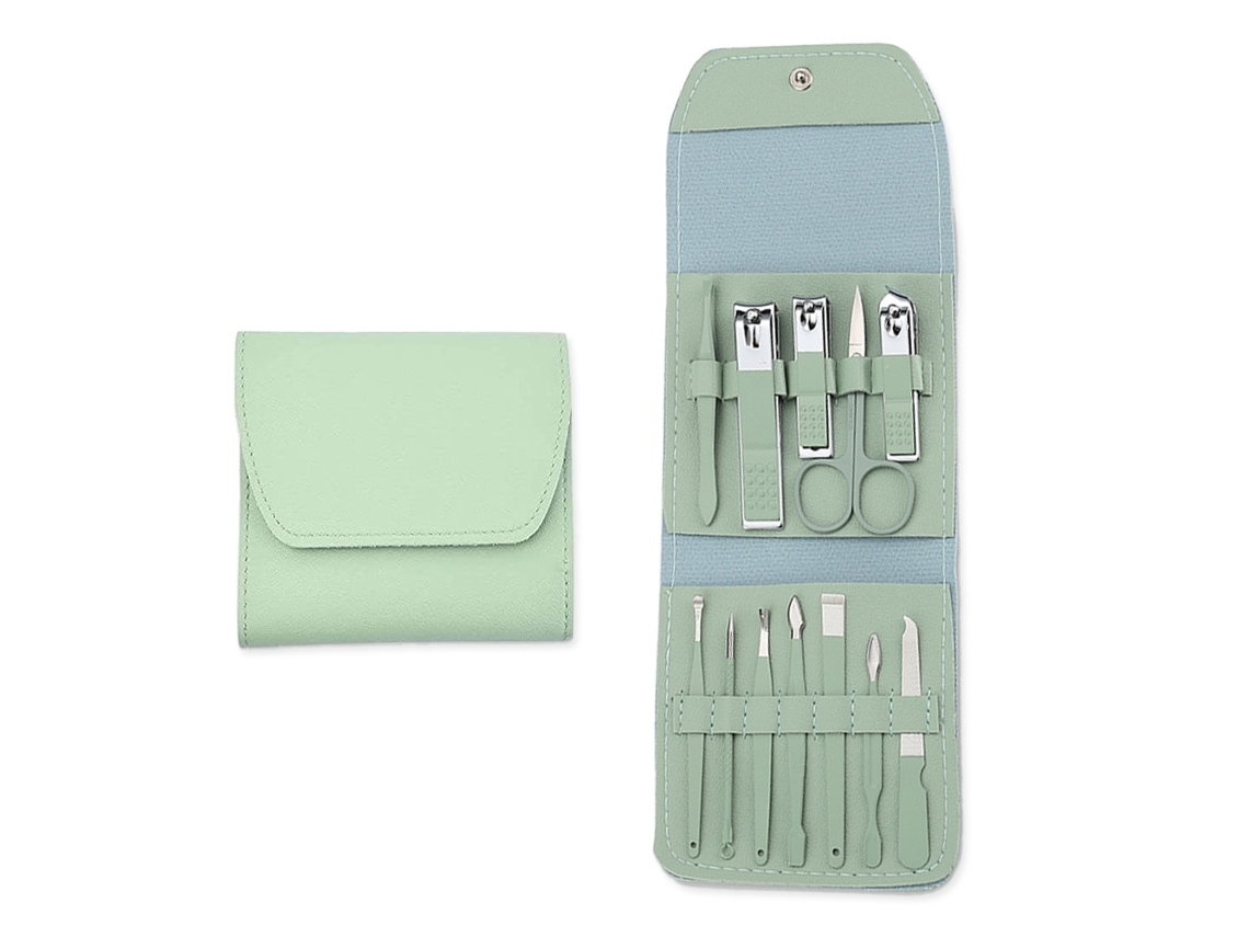 Lurelia Kit De Manicure E Pedicure 12 Peças, Em Aço Inoxidável, 2 Em 1, Portátil, Com Estojo, Para Cuidados Pessoais