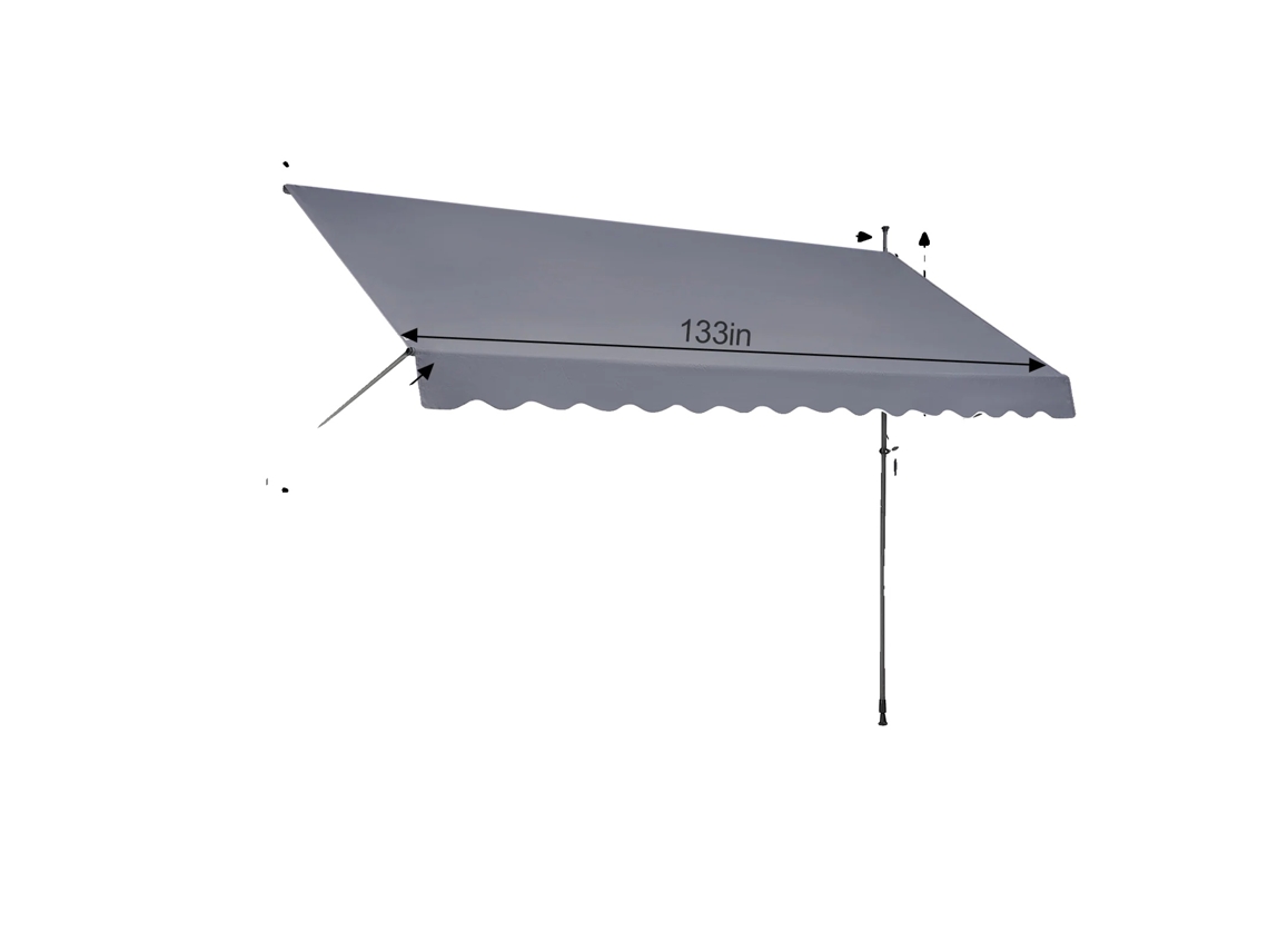 Toldo De Pátio, Estrutura De Aço Durável, Manivela Manual De Fácil Uso, 138x47polegadas