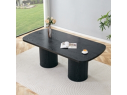 Mesa Redonda que Vira Oval, Tampo Preto/nogueira, Pés de Metal Dourado, Compacta para Cozinha e Sala SUNJOY