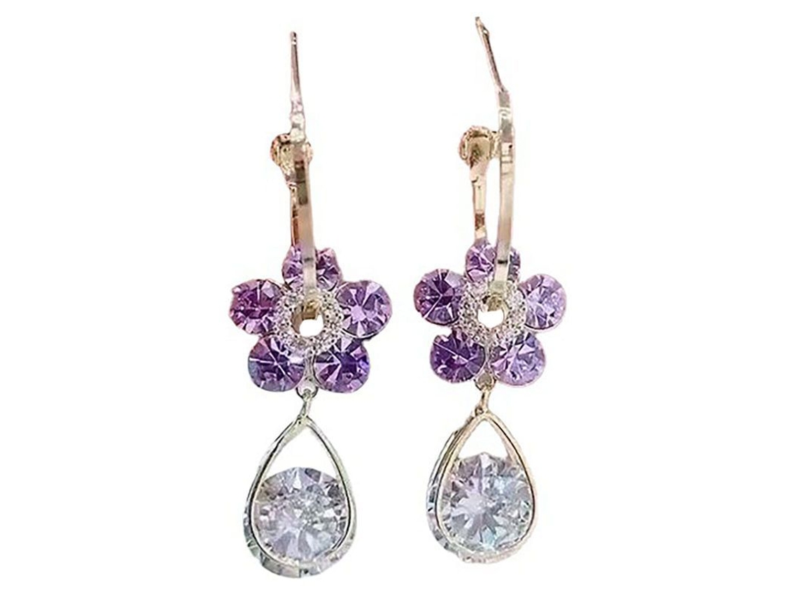 2026-aretes De Flor De Cristal Com Zirkônia E Diamantes Simulados De Moda Premium