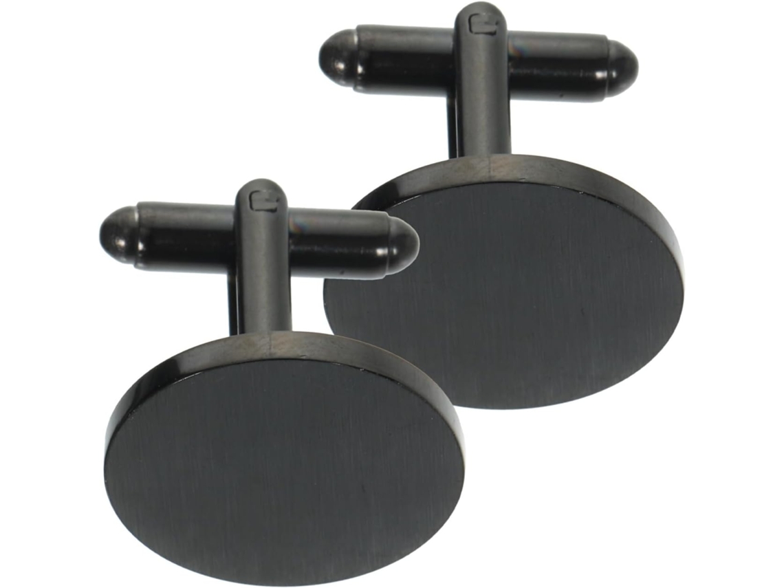 Abotoaduras Redondas Masculinas, Aço Inoxidável Preto