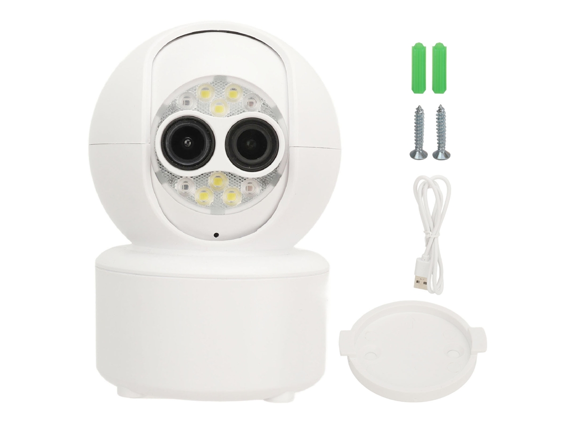 Câmara De Segurança De Lente Duplo 1080p Hd Sem Fio Wifi Com Visão Noturna, Detecção De Movimento E Áudio Bidirecional