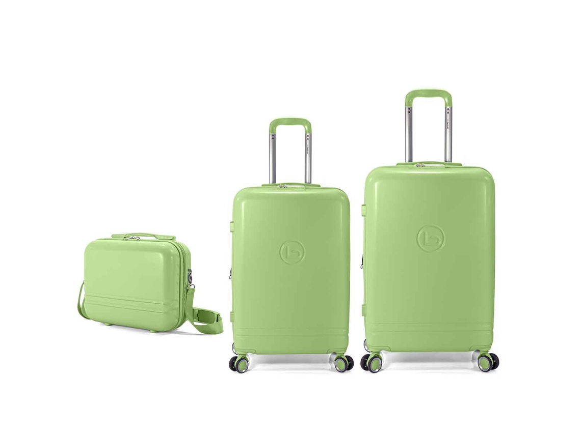 Conjunto de Malas Benzi Bz5827v-60/50, 2 Peças Rígidas Extensíveis Em Abs E Bolsa de Higiene Pessoal, Cabine 50 Cm E Média 60 Cm, 4 Rodas, Verde