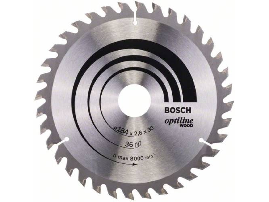 Disco de Serra Circular BOSCH Optiline Madeira 184x30x2.6 mm - 36