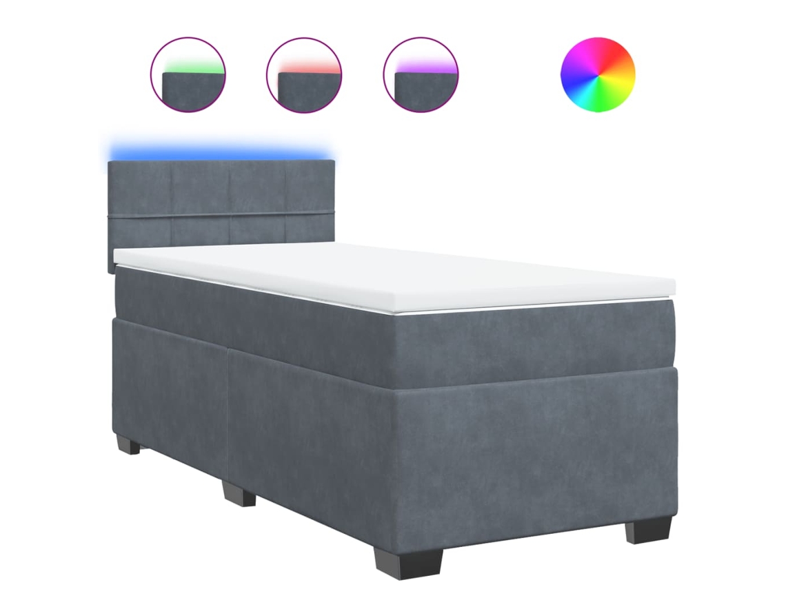 Box Spring Bed, Box Spring Beds Vidaxl Cinzeto Veludo (90 X 190 Cm)