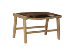 Banco para sapatos em madeira de teca com revestimento em couro bovino marrom, 65x47x42cm ALEXANDRA HOUSE LIVING