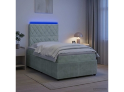 Vidaxl Cama Box Com Led E Colchão Cinzento-claro 120 X 190 Cm Veludo