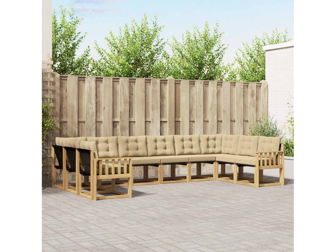 Vidaxl Conjunto De Sofás Para Exterior 10 Unid. Branco E Bege