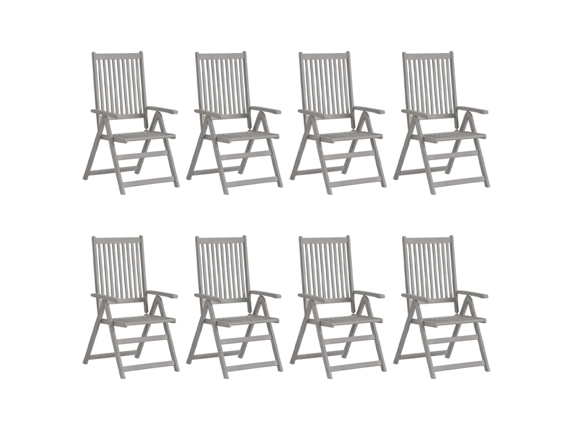 Vidaxl Cadeiras De Jardim Reclináveis 8 Pcs Acácia Maciça Cinzento