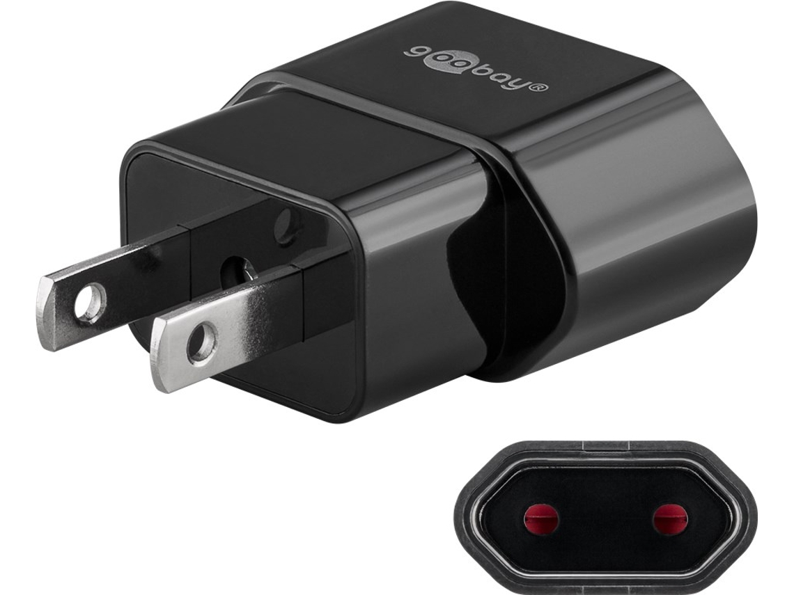 Adaptador De Viagem Com Plugue Europeu Para Eua/japão, Preto