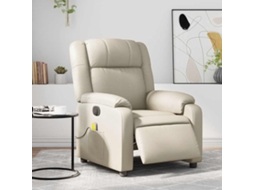 Vidaxl Poltrona Massagens Reclinável Elétrica Couro Artificial Creme