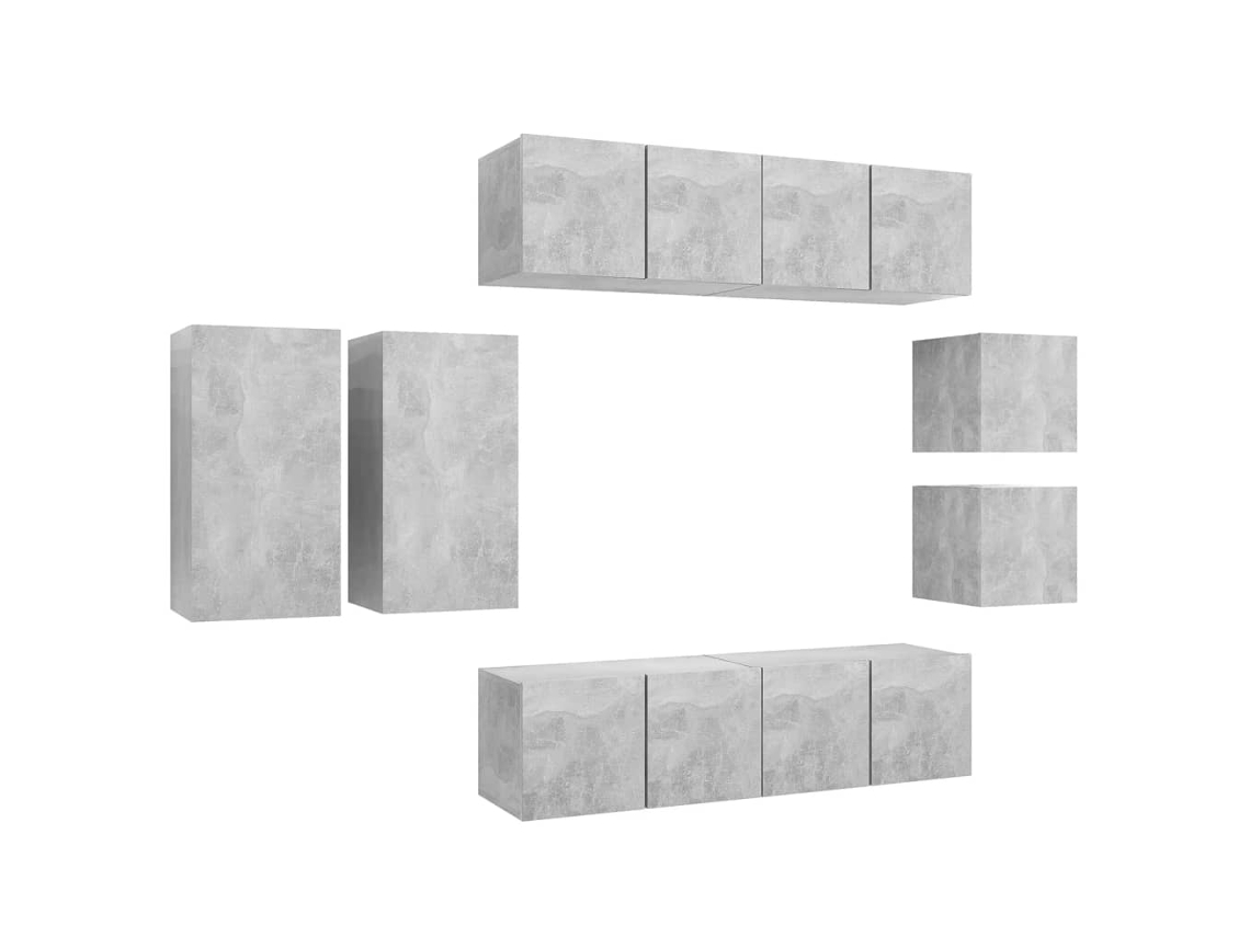 Tv Cabinet Set, Tv Cabinet Sets Vidaxl Cinzeto Madeira Processada (n/a)