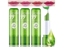 4 Pack Batom de Aloe Vera, Batom Nutritivo de Longa Duração, Hidratante Mudança de Cor À Prova D'água