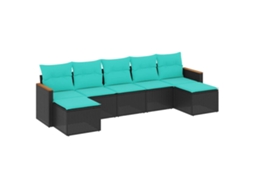 Conjunto de Sofá de Jardim, 7 Peças, Almofadas, Rattan Preto MAISON EXCLUSIVE