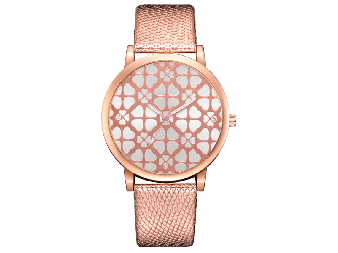 Relógio de Pulso Feminino com Correia Pu e Strass Ouro Rosa Relógio de Quartzo