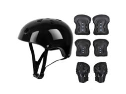 Conjunto 7 Peças Vermelhas Proteção Capacete Joelheiras Cotoveleiras Ciclismo Patins