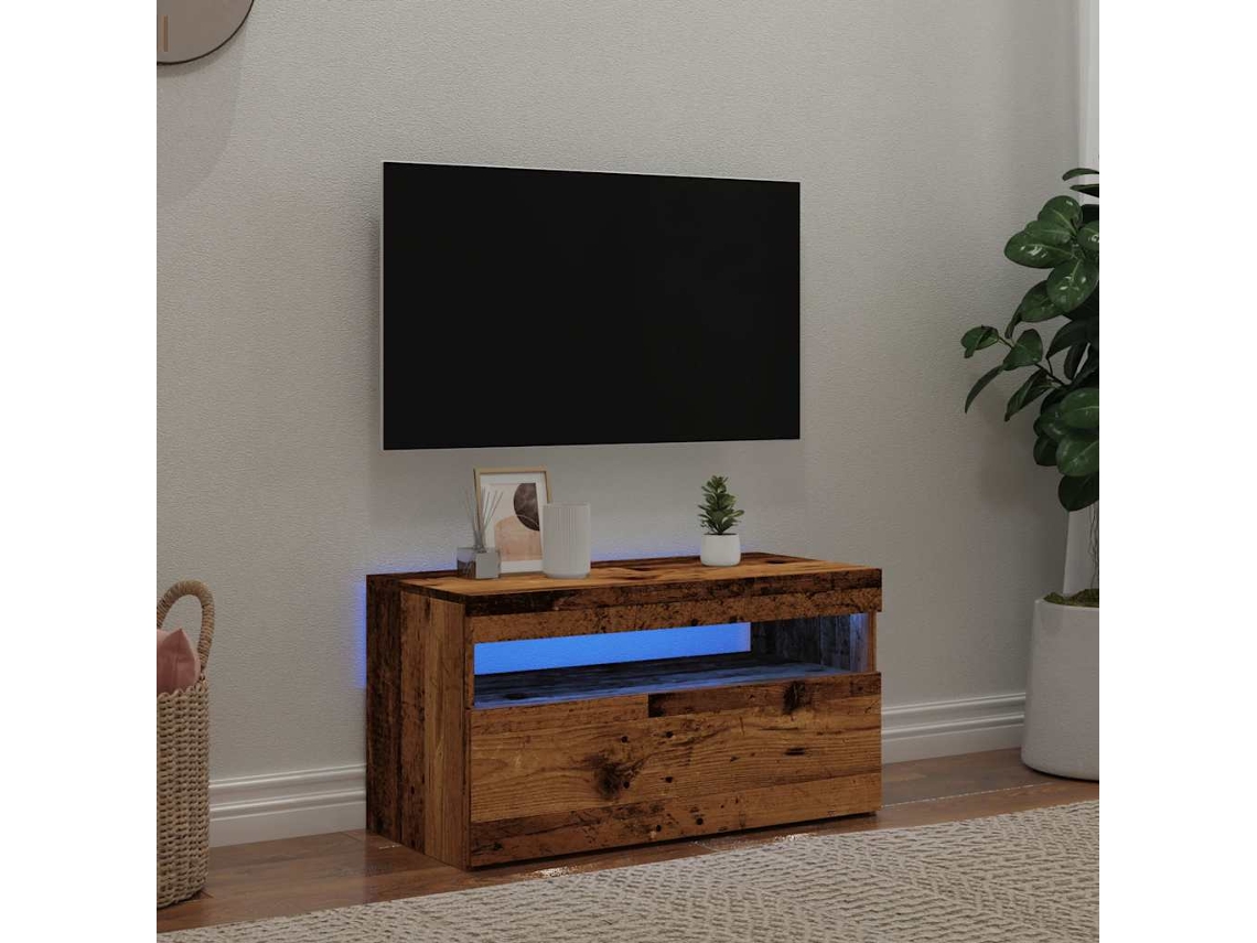 Vidaxl Móvel De Tv Com Luzes Led Derivados De Madeira Madeira Velha