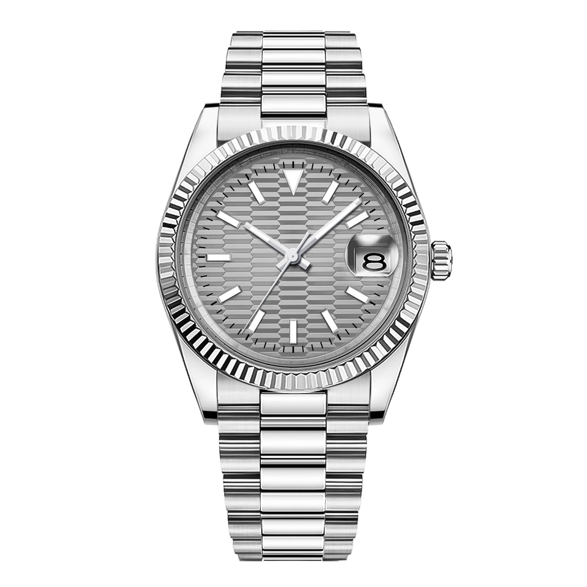 Relógio Masculino Automático Mecânico (prateado) 36/39 Mm, Cristal De Safira