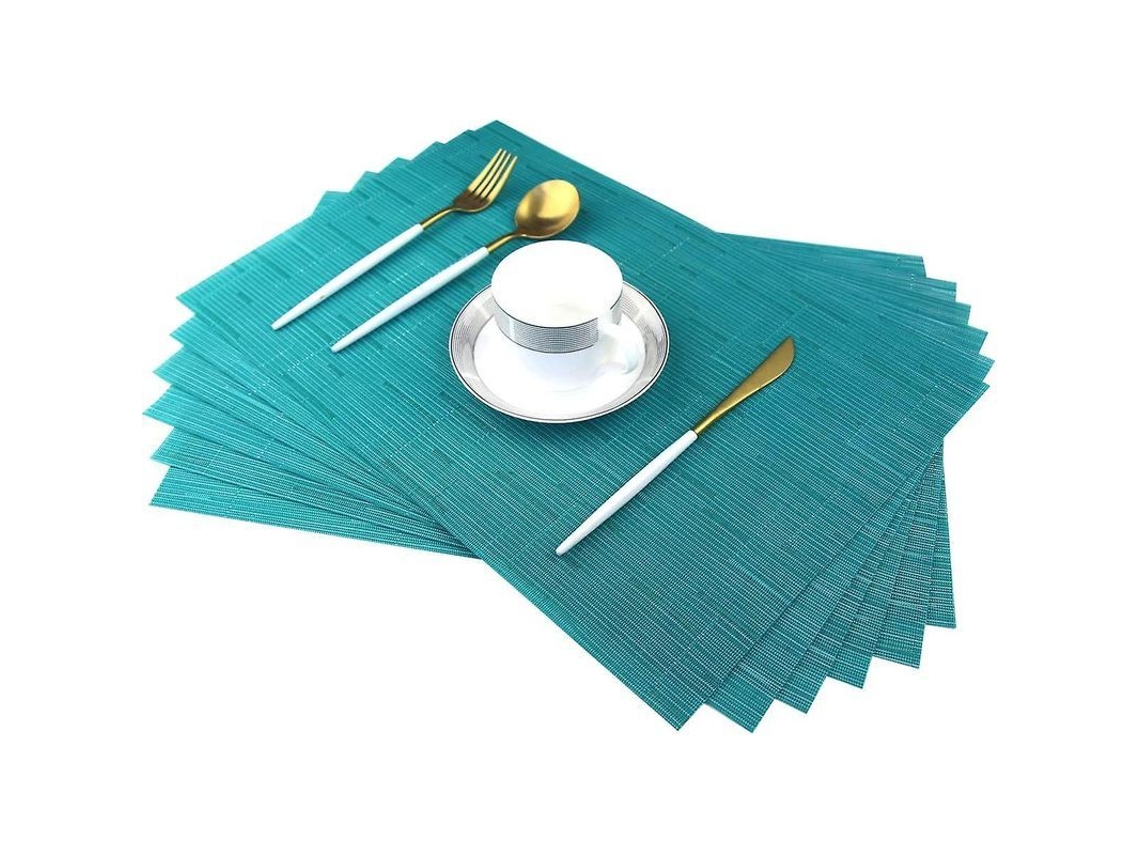 2026 conjunto de 6 Manteles de Bambú Azul Resistentes a Manchas para Mesa de Comedor