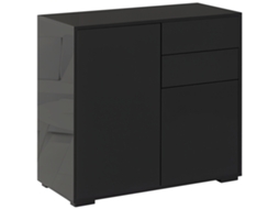 Armário De Armazenamento Com 2 Gavetas, 2 Portas E Sistema Anti-inclinação, Multiuso, 79x36x74cm, Preto